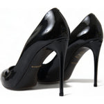 Dolce & Gabbana Black Patent Leather Pumps Heels Shoes LA10339-36