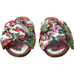 Dolce & Gabbana Multicolor Floral Flats Crystal Sandals Shoes LA10345-35.5