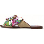 Dolce & Gabbana Multicolor Floral Flats Crystal Sandals Shoes LA10345-35.5