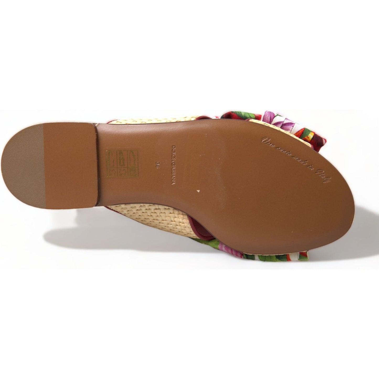 Dolce & Gabbana Multicolor Floral Flats Crystal Sandals Shoes LA10345-35.5