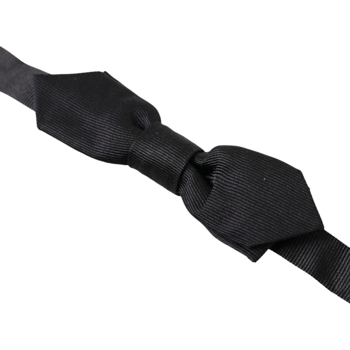 Dolce & Gabbana Black Solid Silk Adjustable Neck Papillon Bow Tie FT3805