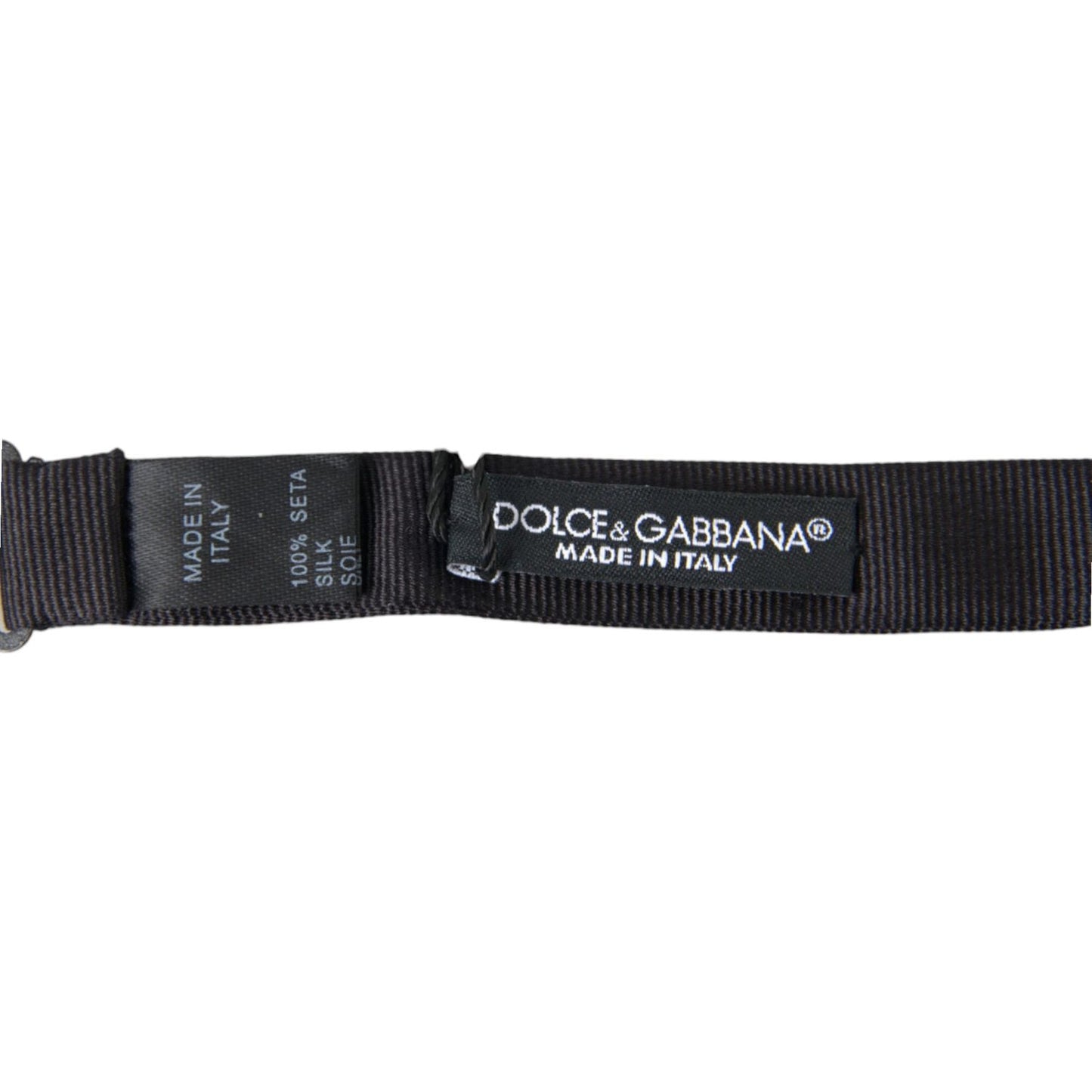 Dolce & Gabbana Black Solid Silk Adjustable Neck Papillon Bow Tie FT3805