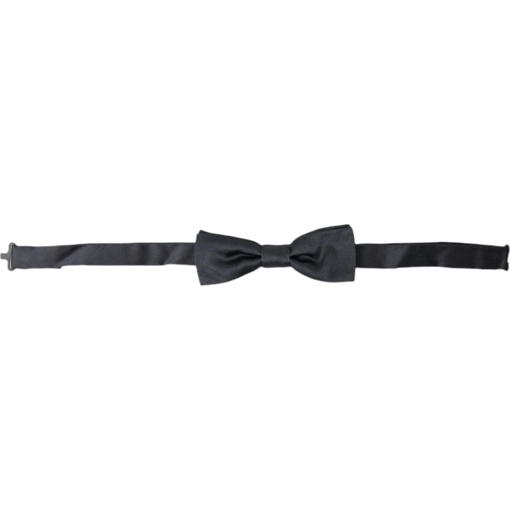 Dolce & Gabbana Dark Gray Silk Adjustable Neck Men Papillon Bow Tie FT3811