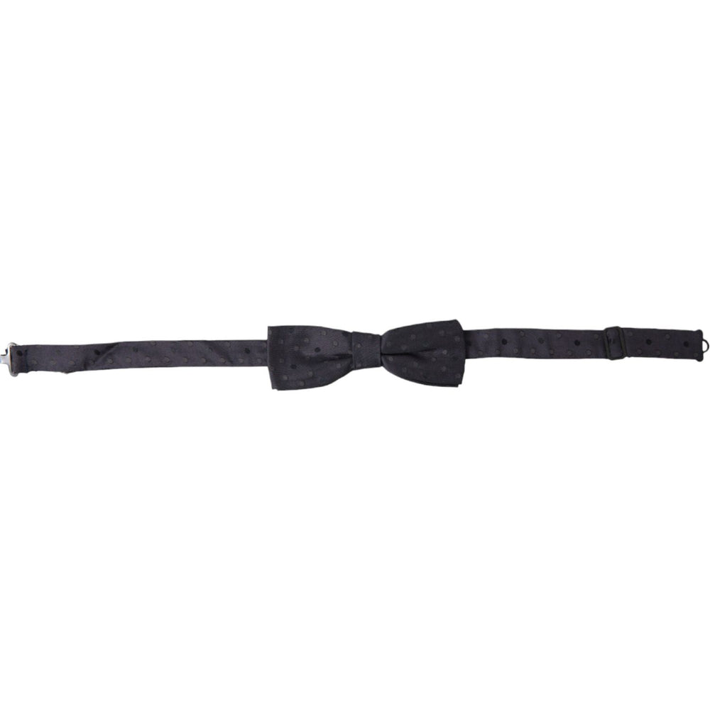 Dolce & Gabbana Blue Polka Dot Silk Adjustable Neck Men Papillon Bow Tie FT3814