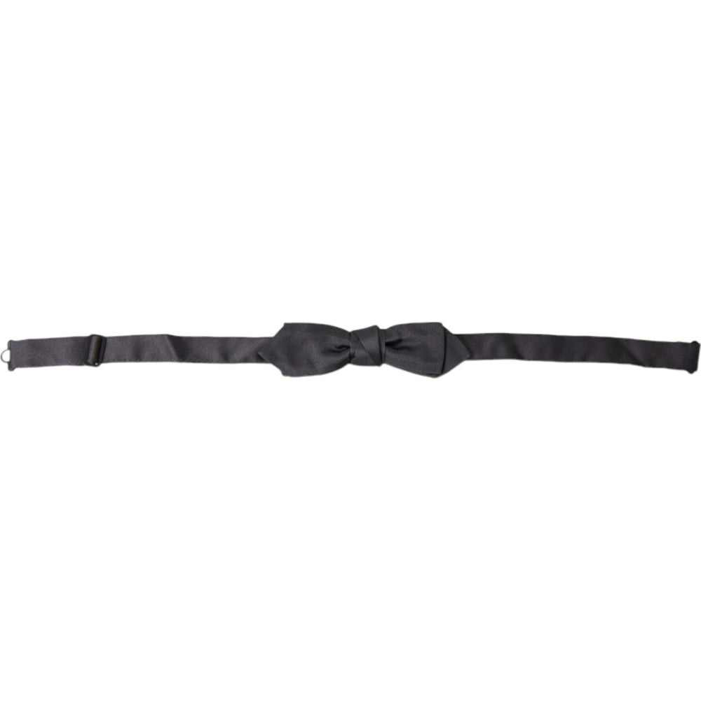 Dolce & Gabbana Dark Gray Silk Adjustable Neck Men Papillon Bow Tie FT3816