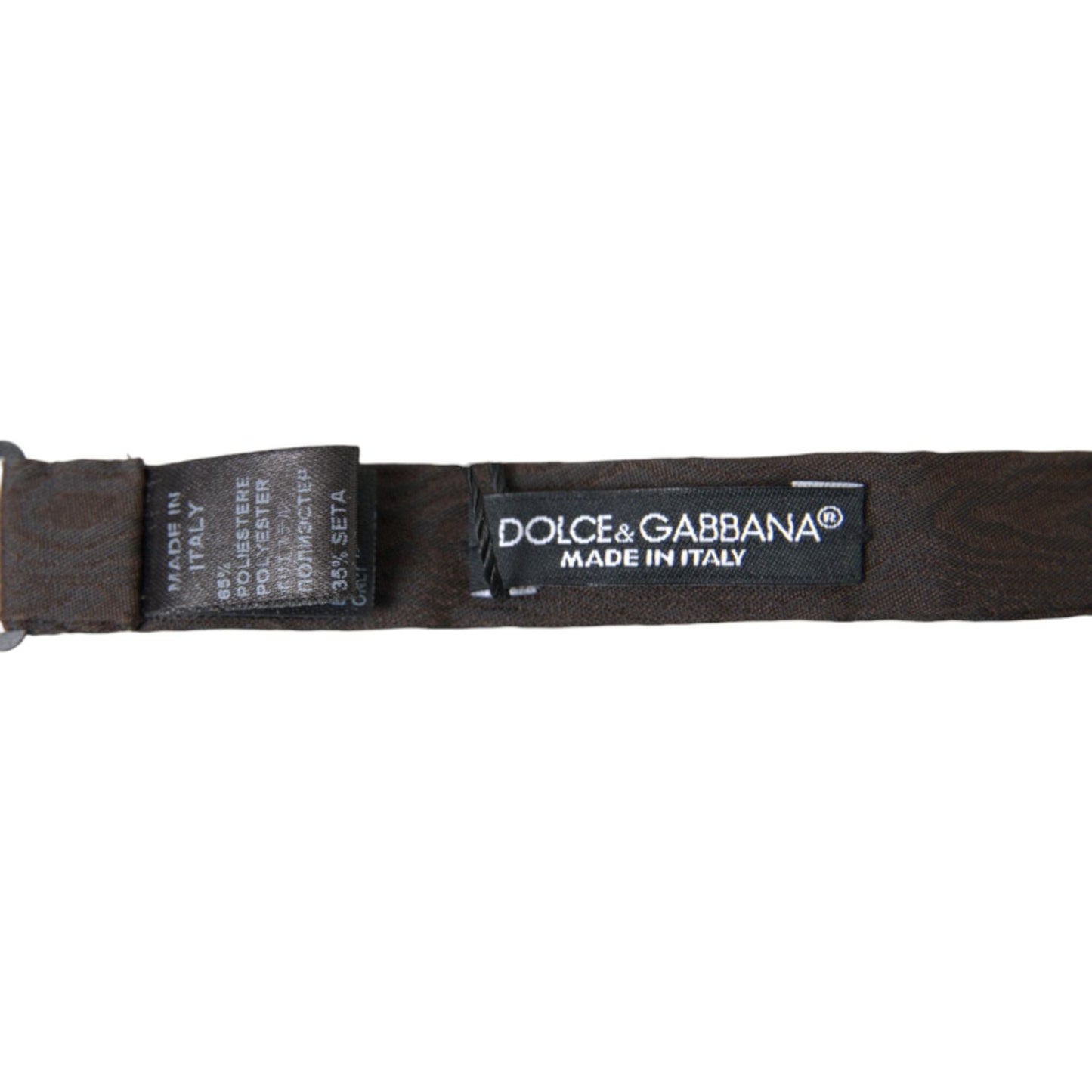 Dolce & Gabbana Brown Polyester Silk Adjustable Neck Men Papillon Bow Tie FT3817