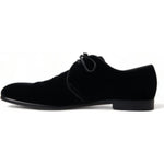 Dolce & Gabbana Black Velvet Lace Up Formal Derby Dress Shoes MV5193-44
