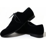 Dolce & Gabbana Black Velvet Lace Up Formal Derby Dress Shoes MV5193-44