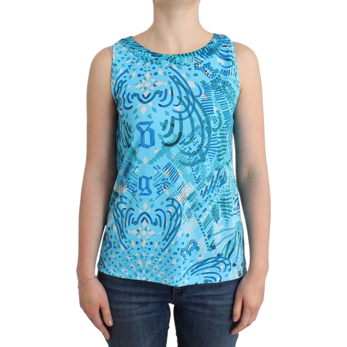 John Galliano Blue printed tank top SIG11879-3