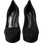 Dolce & Gabbana Black Suede Leather Platform Heel Pumps Shoes LA10483-40