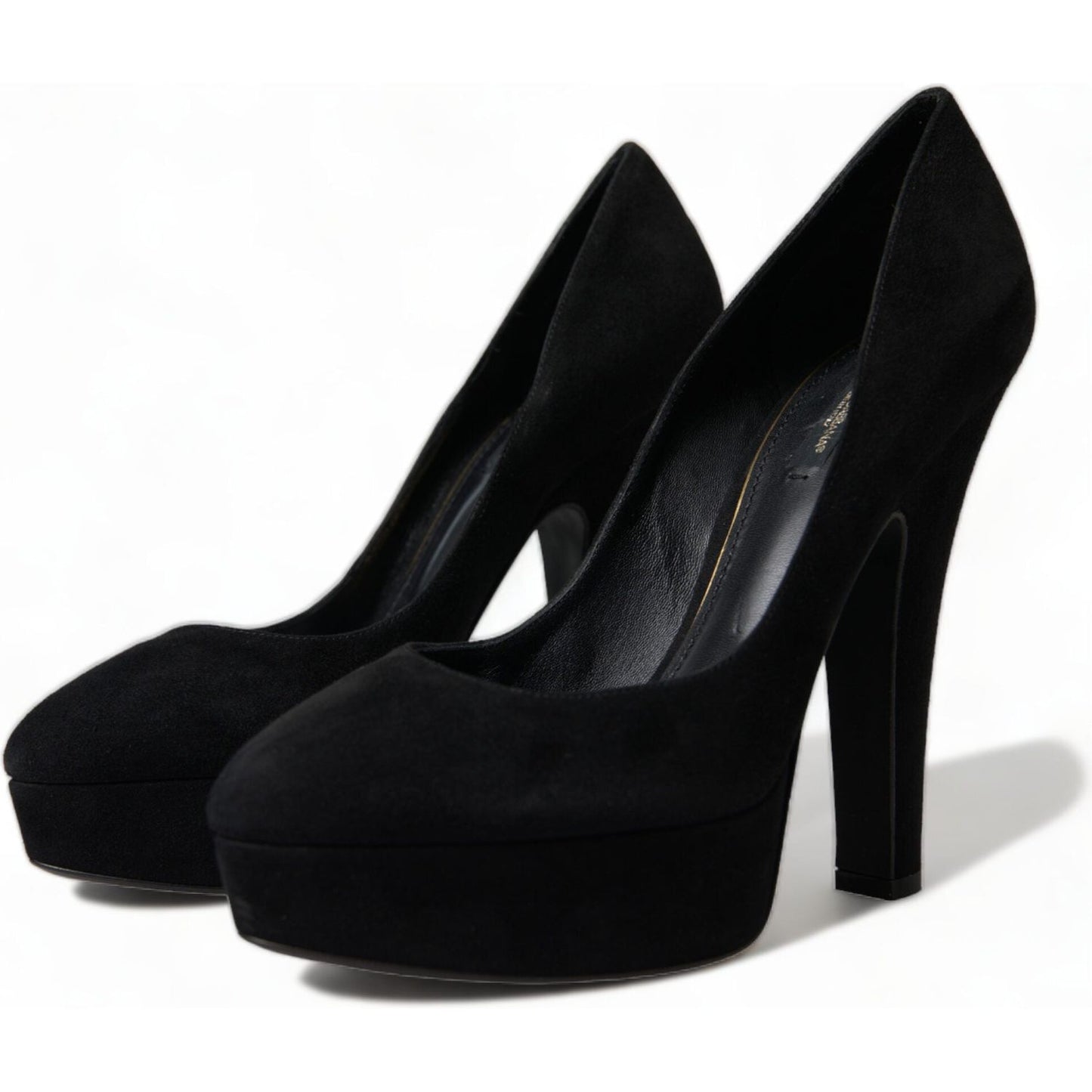 Dolce & Gabbana Black Suede Leather Platform Heel Pumps Shoes LA10483-40