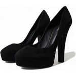 Dolce & Gabbana Black Suede Leather Platform Heel Pumps Shoes LA10483-40