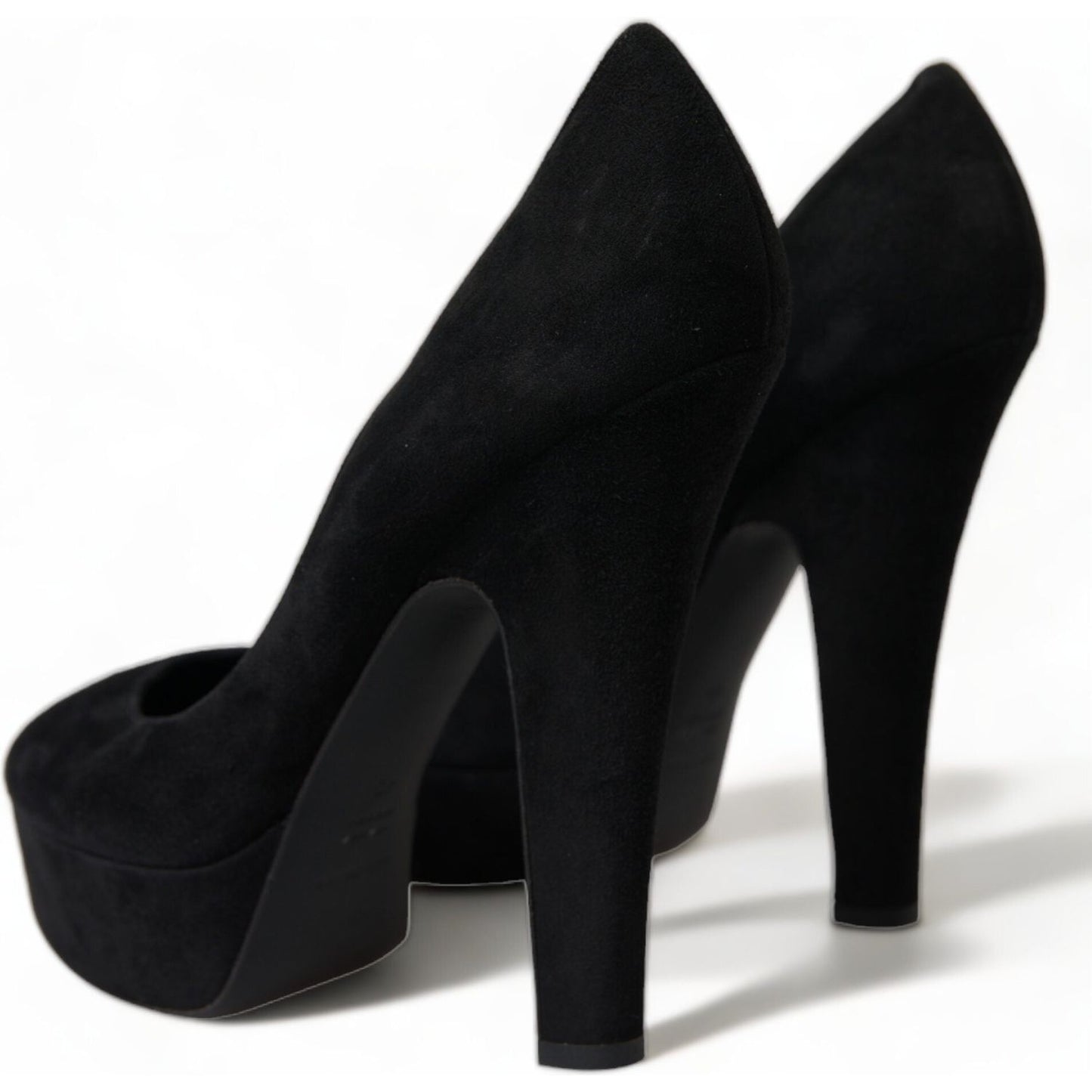 Dolce & Gabbana Black Suede Leather Platform Heel Pumps Shoes LA10483-40
