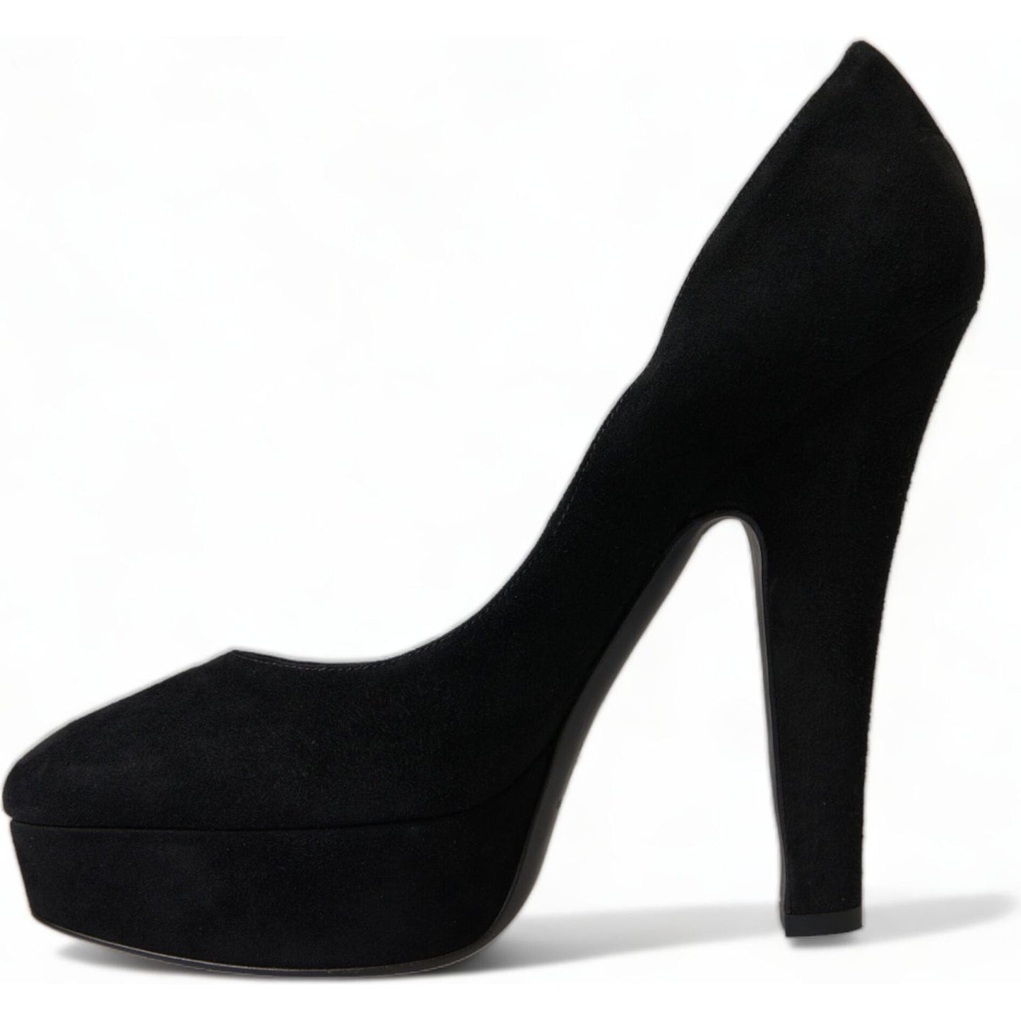 Dolce & Gabbana Black Suede Leather Platform Heel Pumps Shoes LA10483-40
