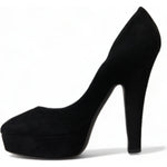 Dolce & Gabbana Black Suede Leather Platform Heel Pumps Shoes LA10483-40
