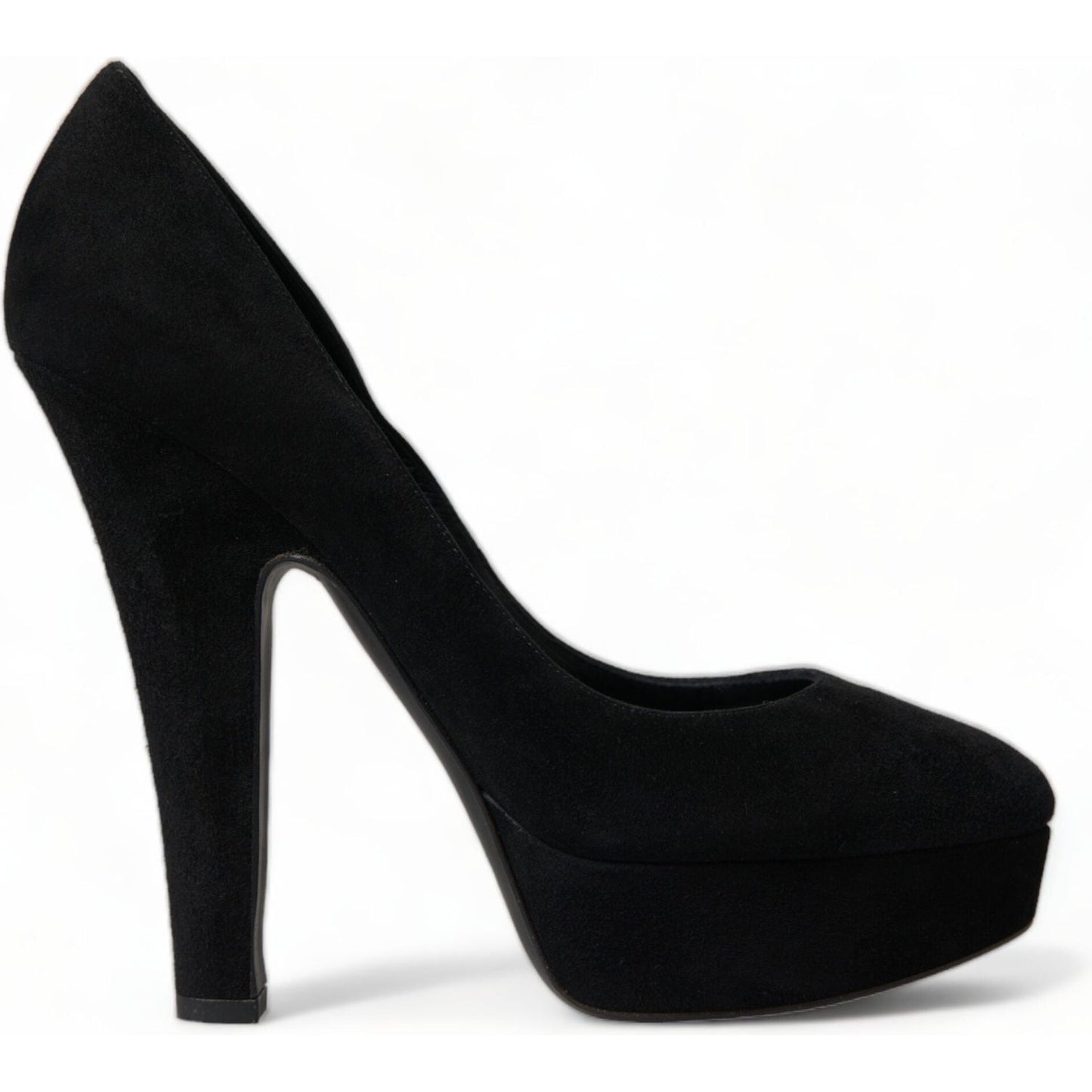 Dolce & Gabbana Black Suede Leather Platform Heel Pumps Shoes LA10483-40
