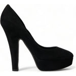 Dolce & Gabbana Black Suede Leather Platform Heel Pumps Shoes LA10483-40