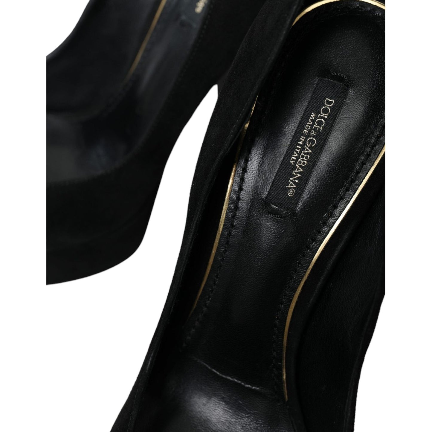 Dolce & Gabbana Black Suede Leather Platform Heel Pumps Shoes LA10483-40