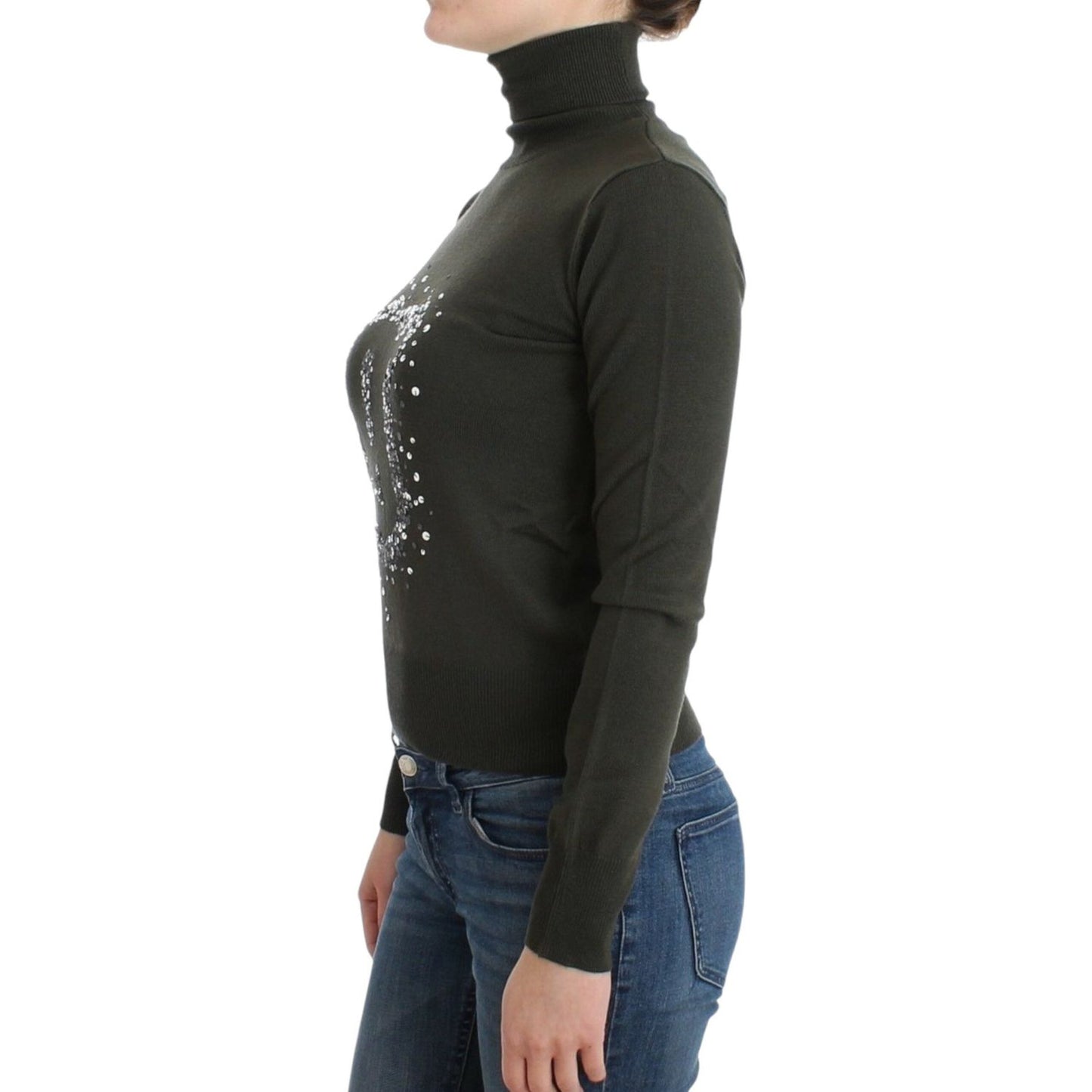 John Galliano Green wool turtleneck sweater SIG11967-3