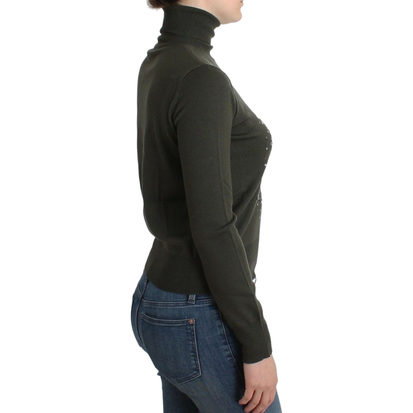 John Galliano Green wool turtleneck sweater SIG11967-3