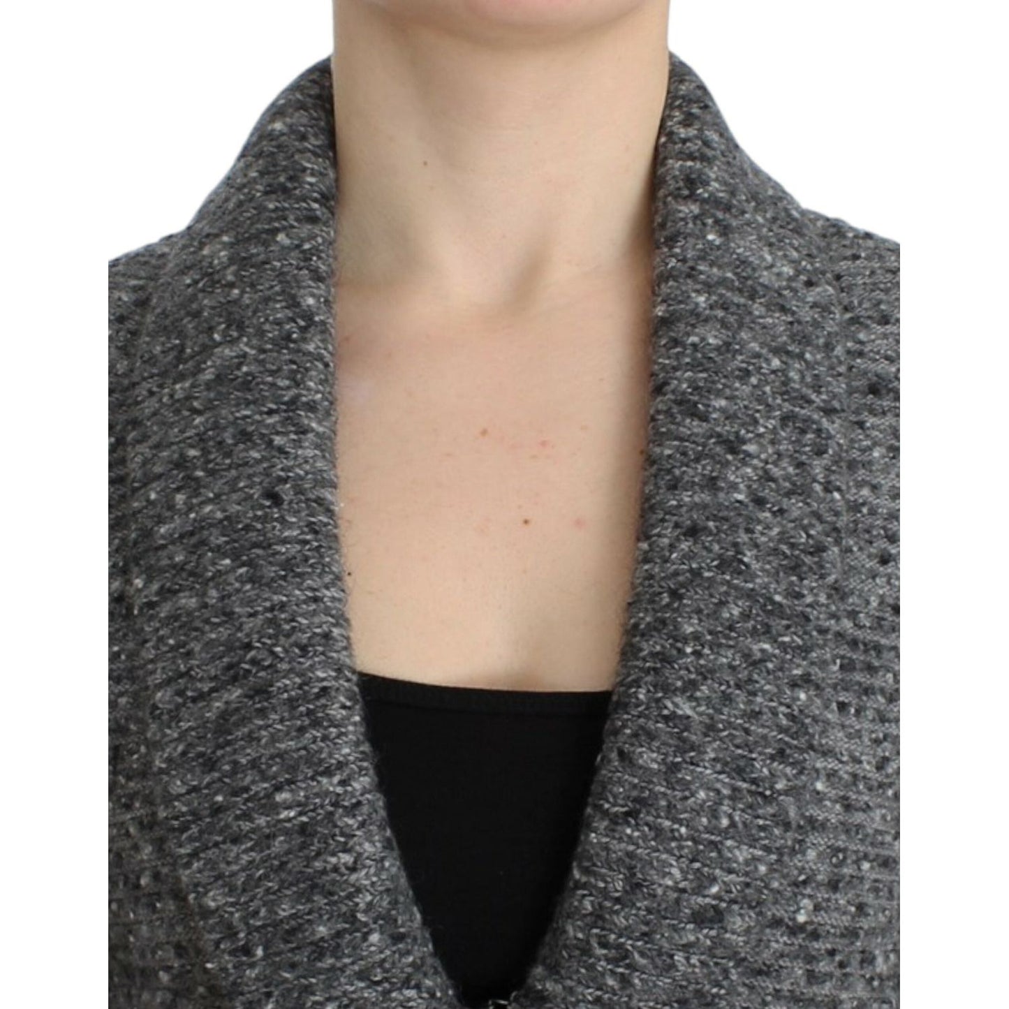 Cavalli Elegant Gray Wool Blend Cardigan 1728,5% Mohair,50% Nylon,67345645728,Cavalli,Clothing,Gray,IT44|L,Material: 45% Virgin Wool,New with tags,Sweaters - Women - Clothing,Women,Women - Clothing SIG12079-1