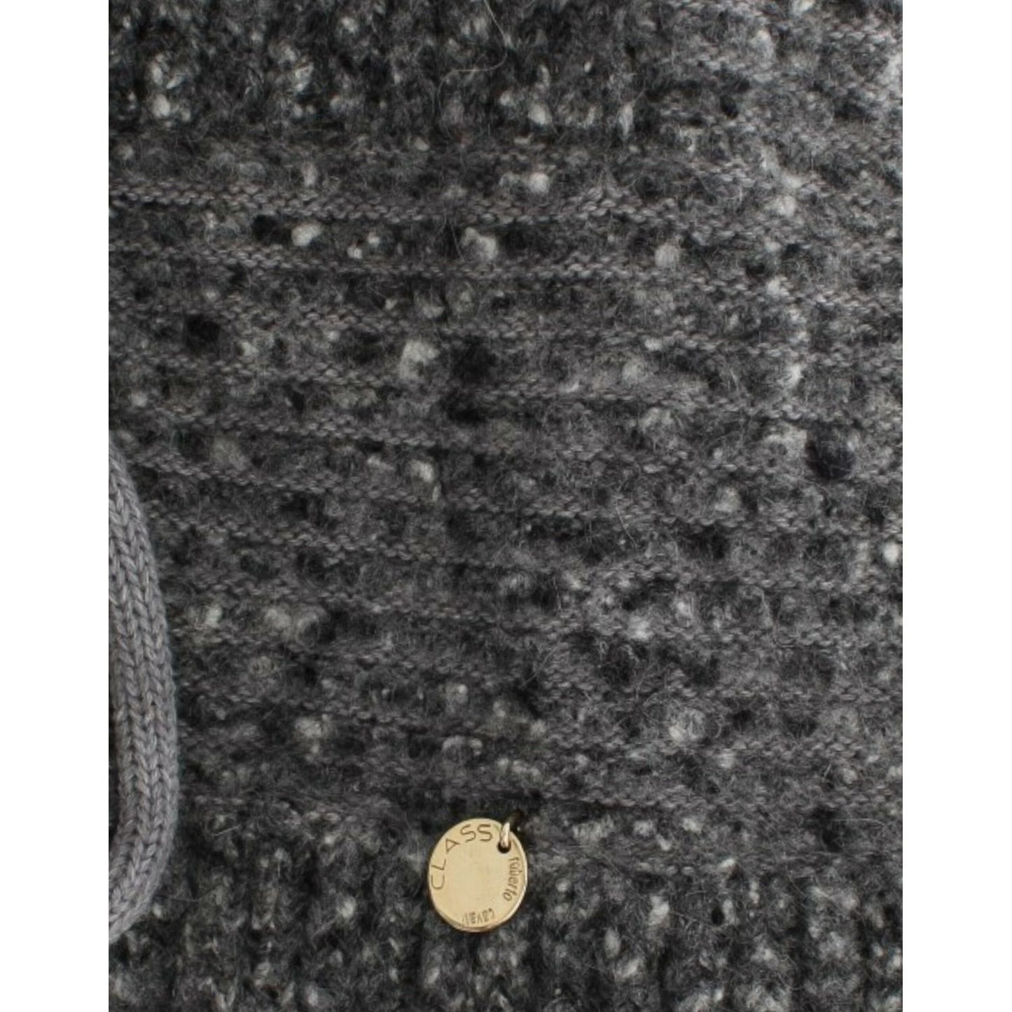 Cavalli Elegant Gray Wool Blend Cardigan 1728,5% Mohair,50% Nylon,67345645728,Cavalli,Clothing,Gray,IT44|L,Material: 45% Virgin Wool,New with tags,Sweaters - Women - Clothing,Women,Women - Clothing SIG12079-1