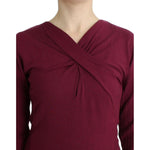 Cavalli Elegant Purple Keyhole Wool Sweater Cavalli Dark Red