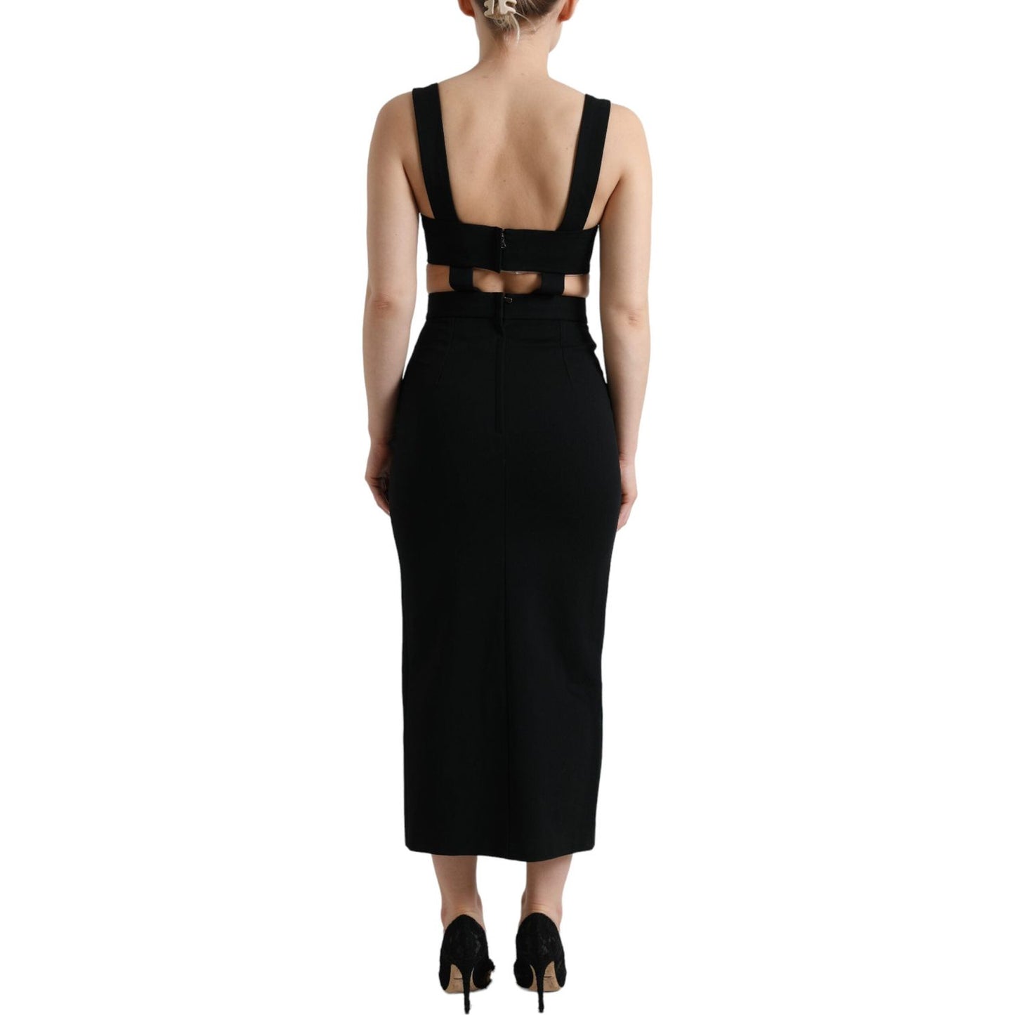 Dolce & Gabbana Black Cut Out Sleeveless Bodycon Midi Dress DR28934-38