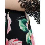 Dolce & Gabbana Black Floral Embellished Lace A-line Dress DR281024-40