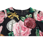 Dolce & Gabbana Black Floral Embellished Lace A-line Dress DR281024-40
