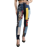 Dolce & Gabbana Multicolor Patchwork GRACE Skinny Denim Jeans PAN74927-38