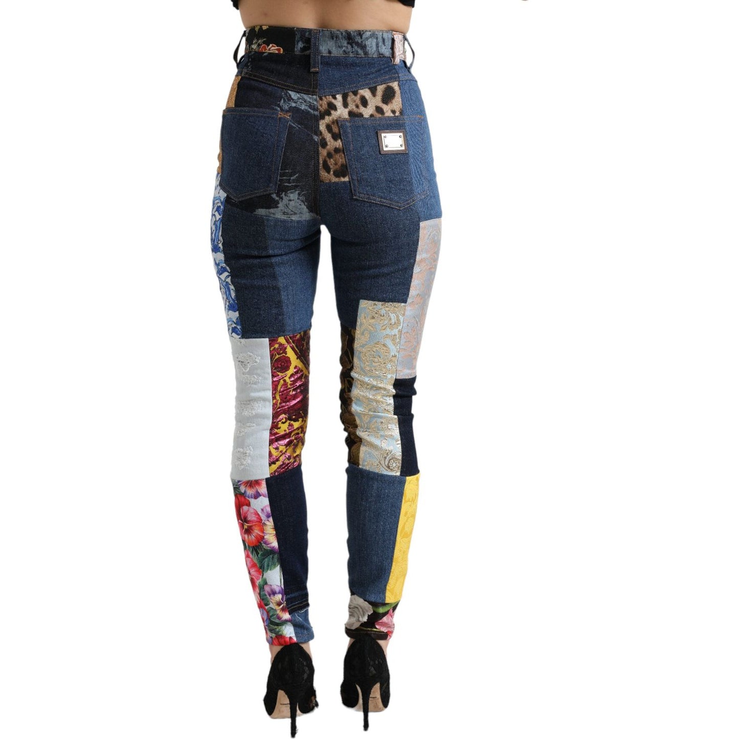 Dolce & Gabbana Multicolor Patchwork GRACE Skinny Denim Jeans PAN74927-38