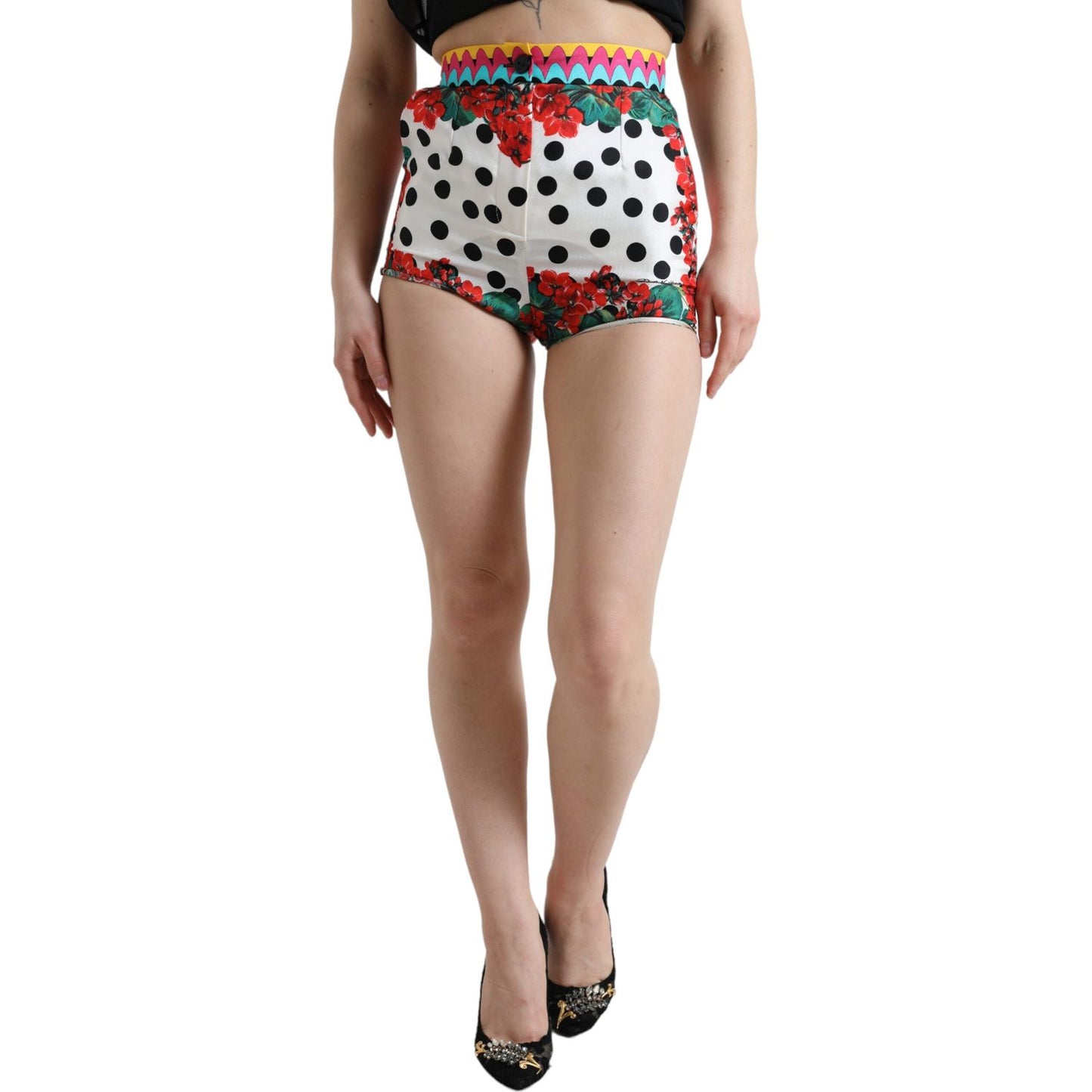 Dolce & Gabbana Multicolor Floral Polka Dot Hot Pants Shorts PAN74895-40