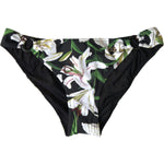 Dolce & Gabbana Black Lily Print Swimwear Bottom Beachwear Bikini BIK1773-4