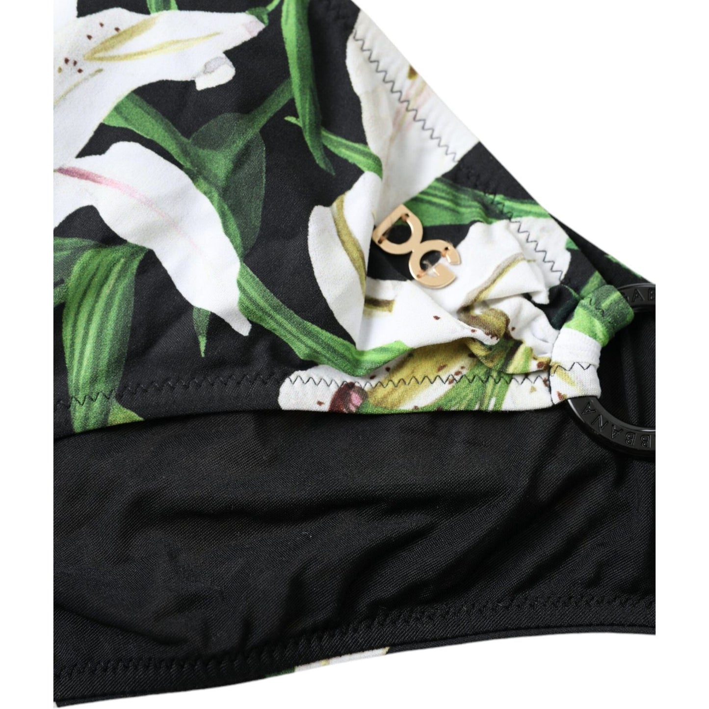 Dolce & Gabbana Black Lily Print Swimwear Bottom Beachwear Bikini BIK1773-4