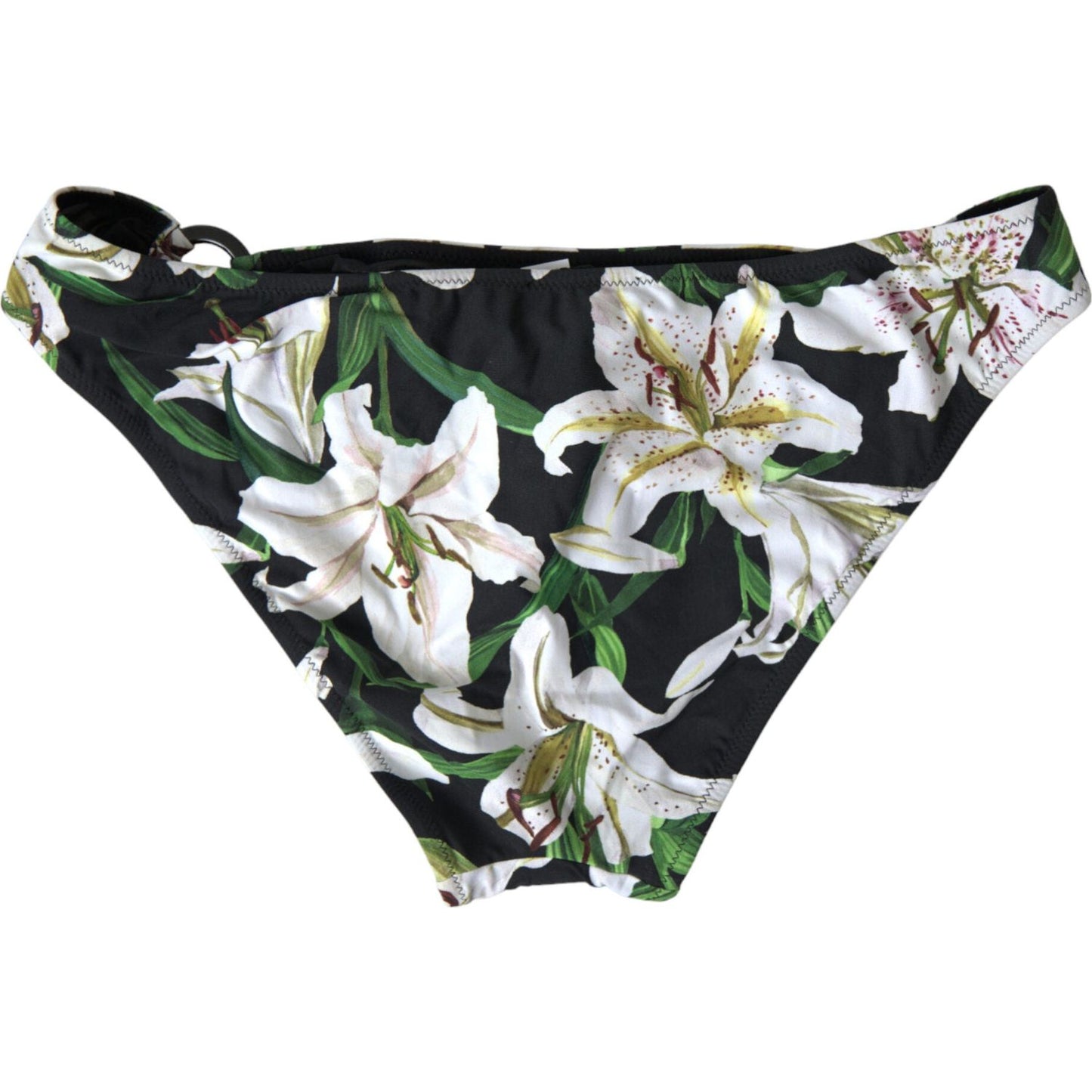 Dolce & Gabbana Black Lily Print Swimwear Bottom Beachwear Bikini BIK1773-4