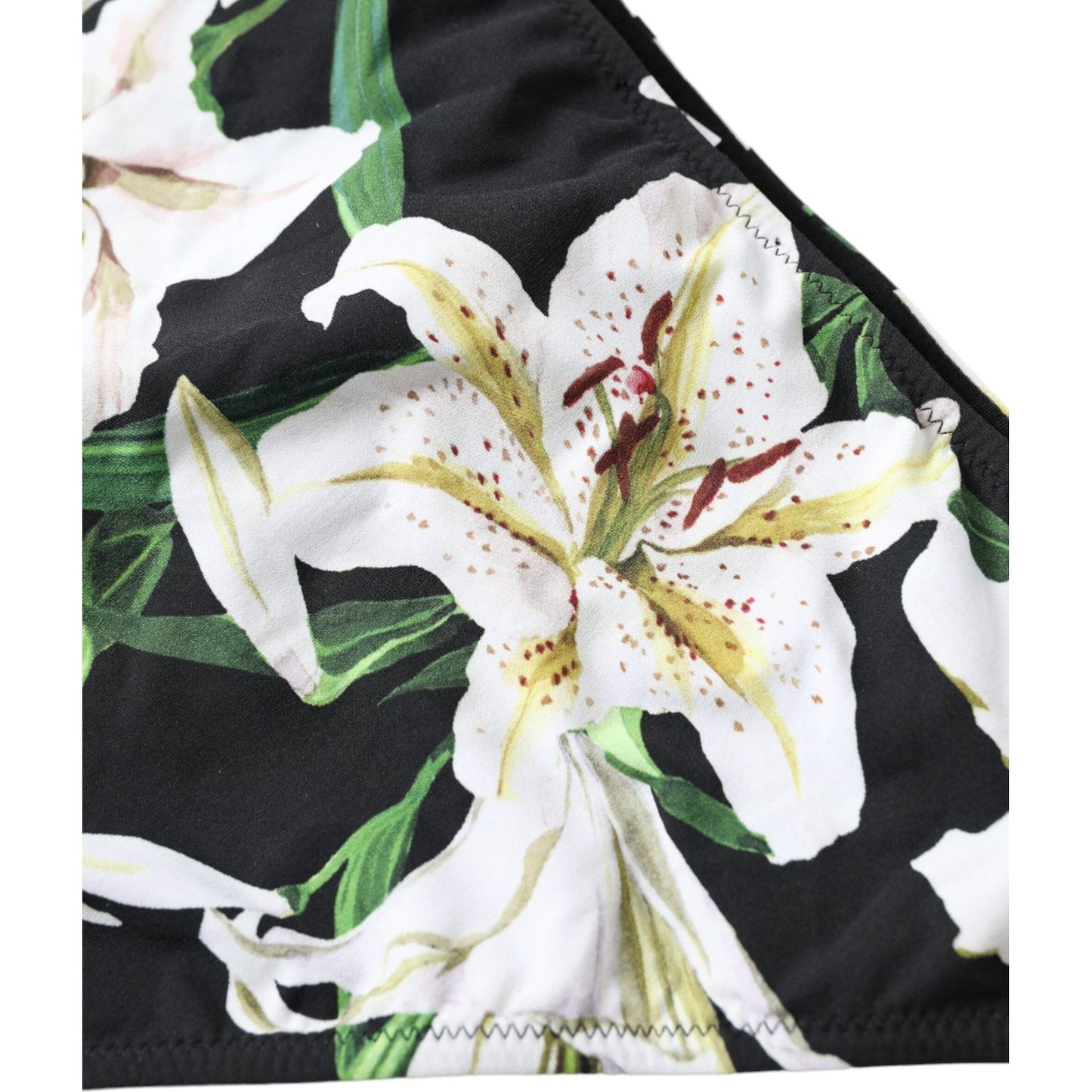 Dolce & Gabbana Black Lily Print Swimwear Bottom Beachwear Bikini BIK1773-4