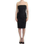 Cavalli Elegant Gray Strapless Dress with Gold Accents Cavalli Tan