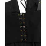 Cavalli Elegant Gray Strapless Dress with Gold Accents Cavalli Black