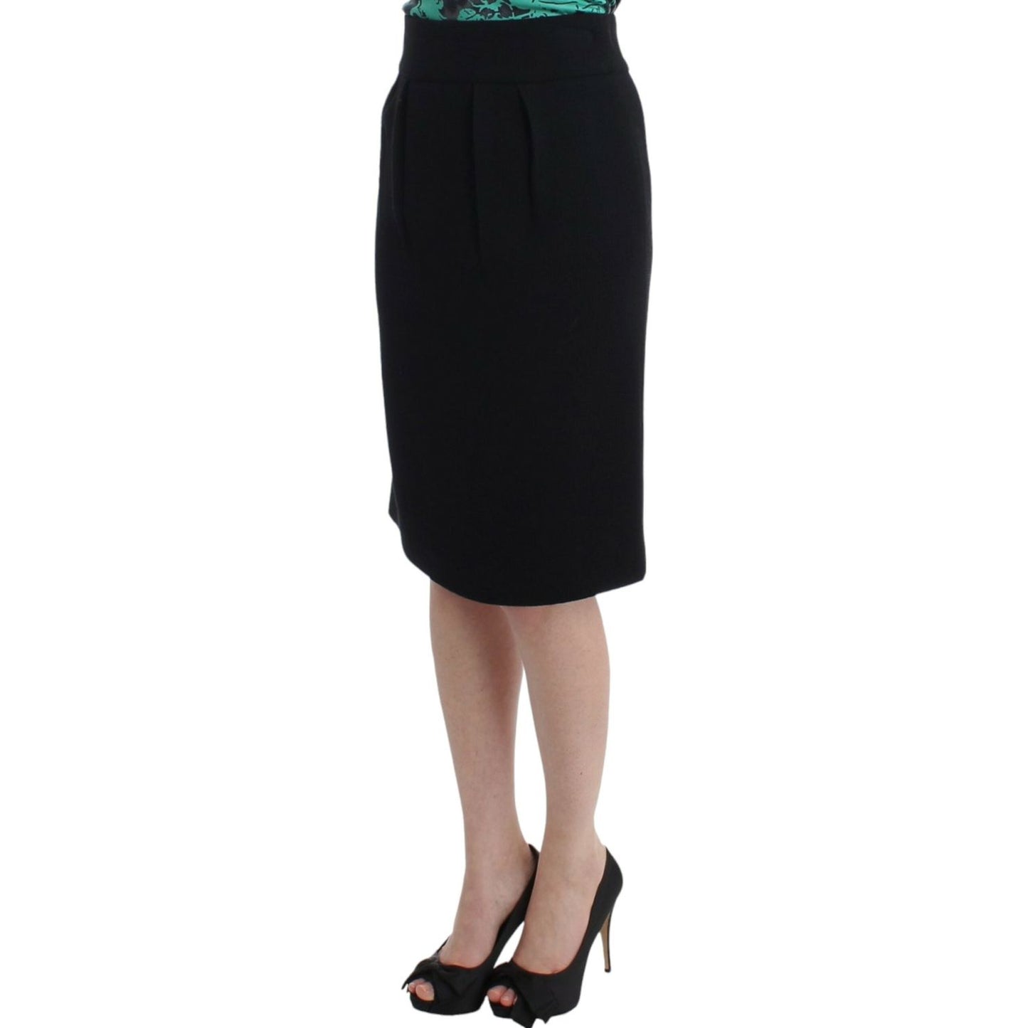 Cavalli Black wool pencil skirt SIG11633-2