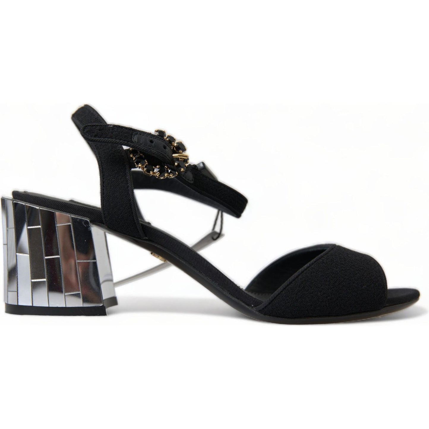 Dolce & Gabbana Black Crystals Ankle Strap Sandals Shoes LA10357-35