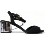 Dolce & Gabbana Black Crystals Ankle Strap Sandals Shoes LA10357-35