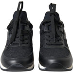 Dolce & Gabbana Black Floral Lace Leather Sneakers Shoes LA10369-36