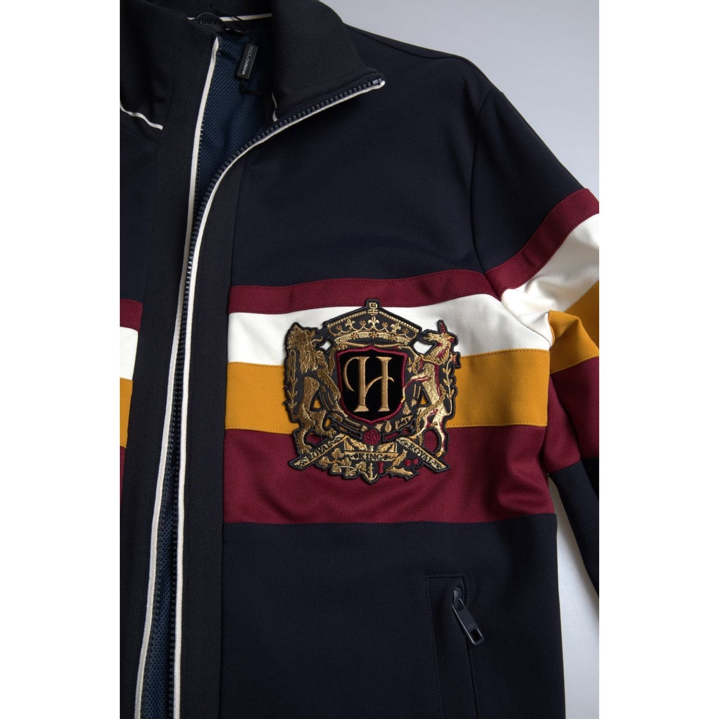 Dolce & Gabbana Blue Cardigan Heraldic Full Zip Sweater TSH84206-42