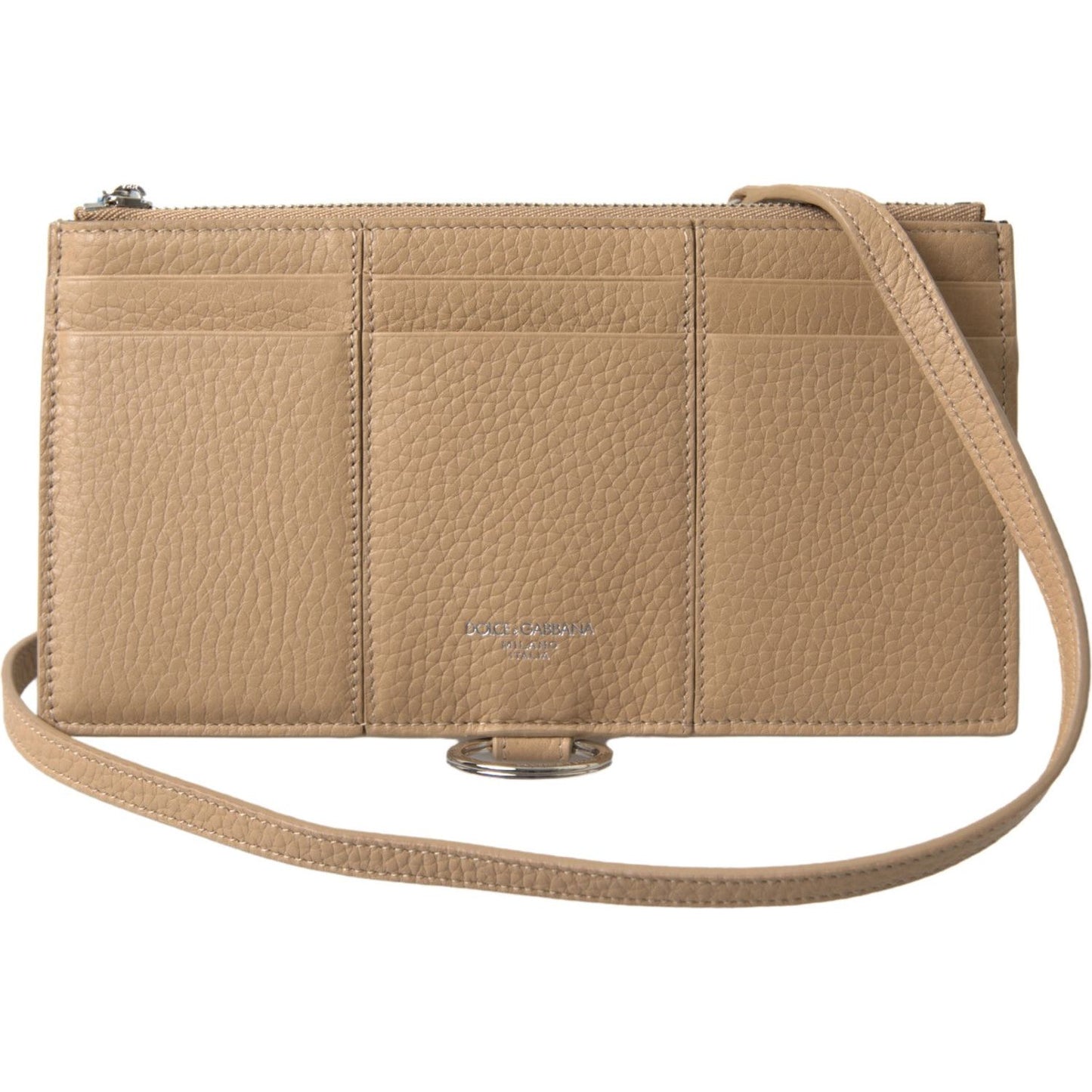 Dolce & Gabbana Beige Leather Shoulder Cardholder Shoulder Strap Wallet VAS10102