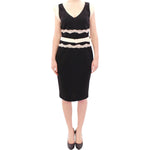 Cavalli Elegant Sheath Lace Dress in Black and Beige Cavalli Dark Slate Gray