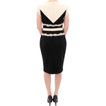 Cavalli Elegant Sheath Lace Dress in Black and Beige Cavalli Wheat