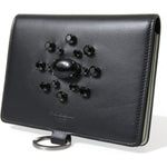 Dolce & Gabbana Black Leather Crystal Embellished Card Holder Wallet BAG1285