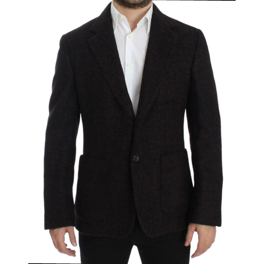 Dolce & Gabbana Bordeaux Alpaga Two-Button Blazer Jacket Dolce & Gabbana Black