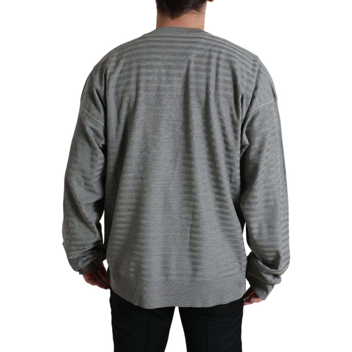 Dolce & Gabbana Gray Crewneck Pullover Silk Top Sweater SIG20531-48